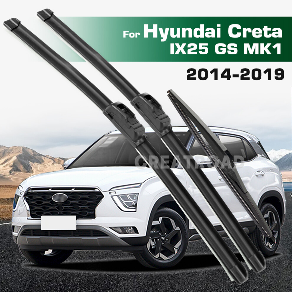 (3Pcs) For Hyundai Creta Ix25 Mk1 2014-2019 2015 2016 Wiper Front & Rear Wiper Blades Windshield Windscreen Window Brushes 24" 16" 11" 6935159271954