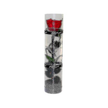 A Real Preserved Rose, Artificial Flowers Red Rose Flowers Artificial for Decoration, Long Stem with Transparent Stand, Gift