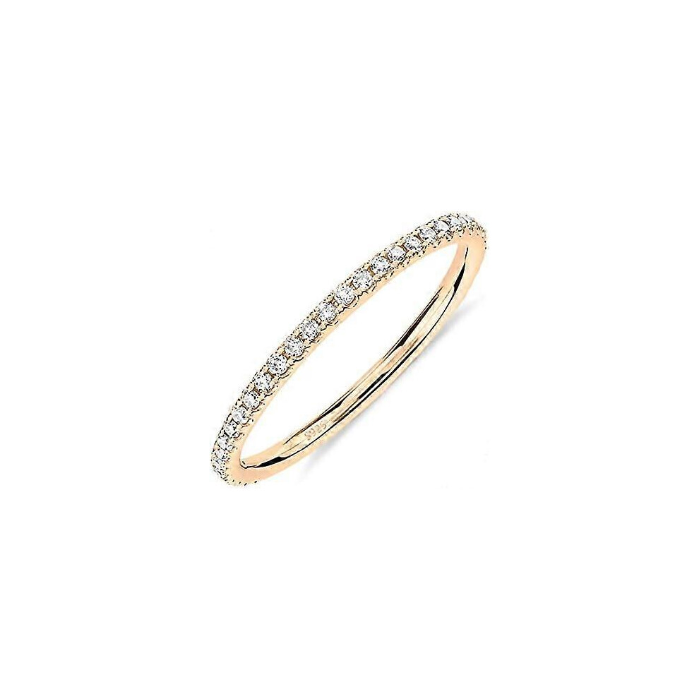Kikidex (As Show, One Size) 14K Gold Plated Solid 925 Sterling Silver Cz Simulated Diamond Stackable Ring Eternity Bands For Women Silver,Gold