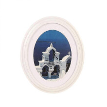 7 Inch Classic Oval Wood Picture Frame Wall Hanging Decoration - Send Seamless Nail And S Nail (white)
