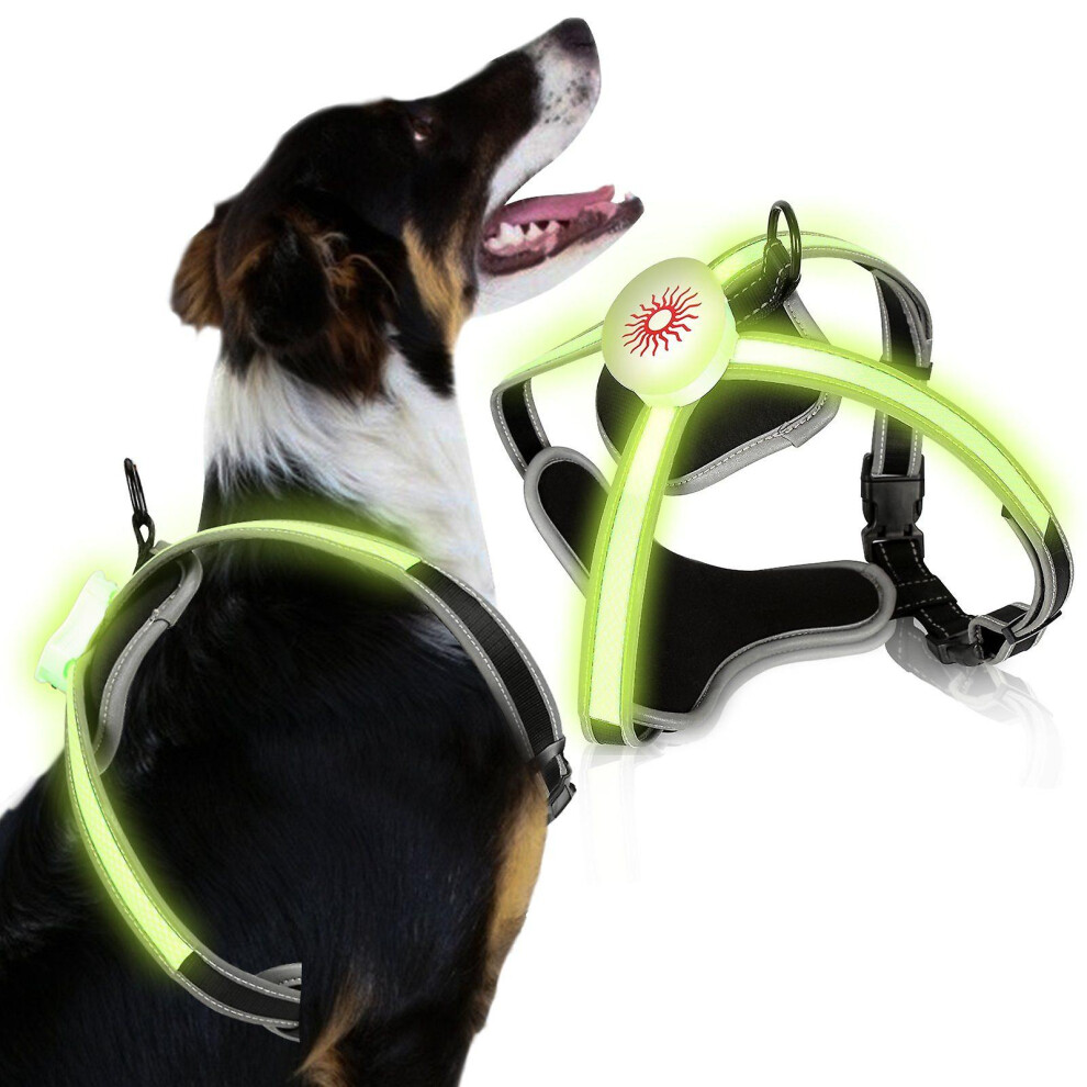 Kikidex (As Show, One Size) Dog Harness Led Dog Harness Adjustable Puppy Harness Breathable Dog Chest Harness M