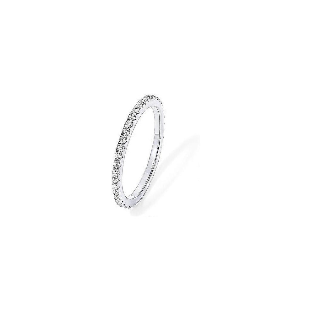 Kikidex (As Show, One Size) 14K Gold Plated Solid 925 Sterling Silver Cz Simulated Diamond Stackable Ring Eternity Bands For Women Silver,Gold