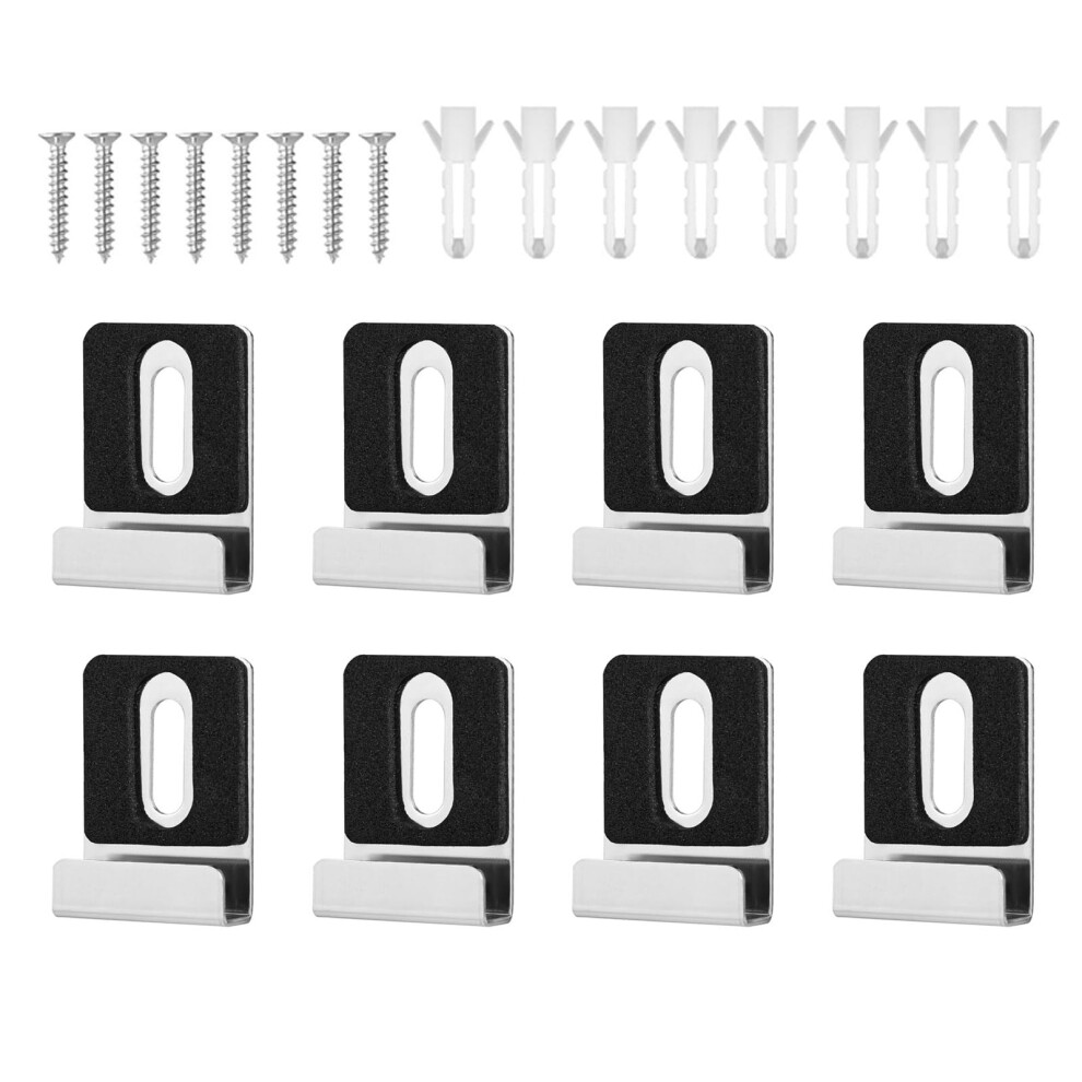 Stainless Steel Glass Mounting Clip Set - 8-Piece Frameless Glass Hangers With Anchors And Screws For Bathroom Bedroom 9067246439606