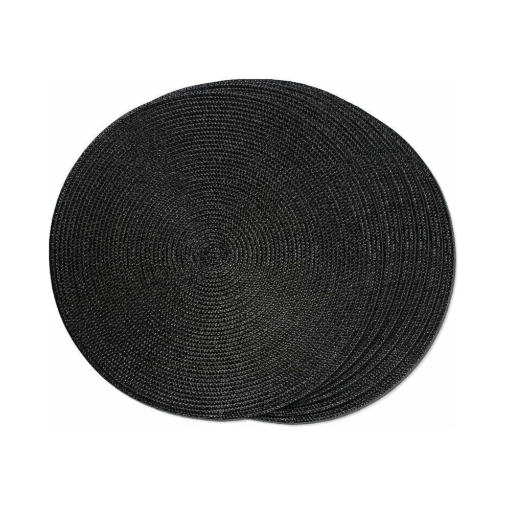 Kikidex (As Show, One Size) Dining Table Set Of 6 Black Round Braided Placemats For Dining Tables Non-Slip Washable Woven Placemats 38Cm - Black