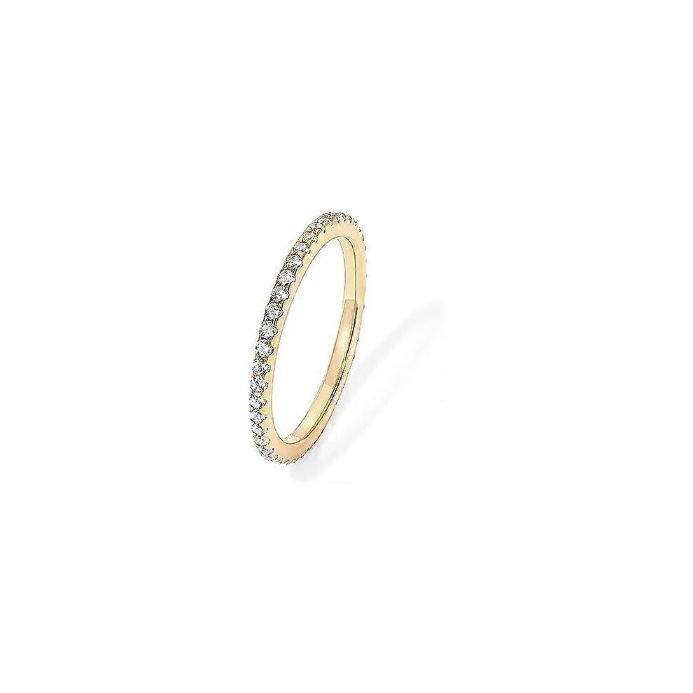 Kikidex (As Show, One Size) 14K Gold Plated Solid 925 Sterling Silver Cz Simulated Diamond Stackable Ring Eternity Bands For Women Silver,Gold