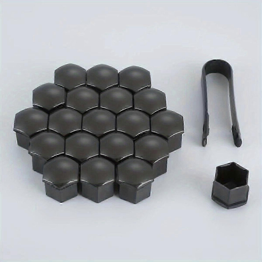 Kikidex (17Mm, Black) 20 Pieces Of Car Wheel Nut Protective Cover Nut Anti-Rust Car Wheel Hub Nut Car Tire Nut Exterior Decoration