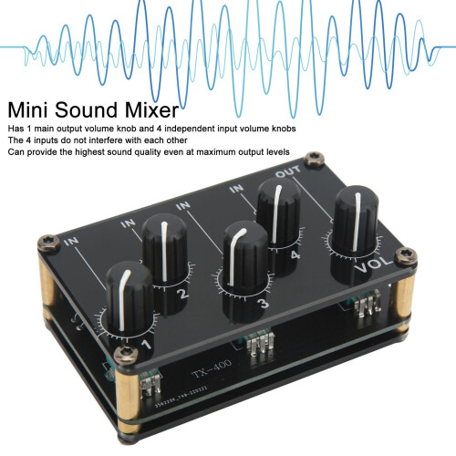 4 Channel Stereo Audio Mixer - Mini Passive Sound Board with Easy Setup 2