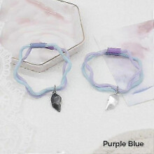 (Purple Blue) 1 Pair Of Heart Shaped Magnetic Couple Bracelets