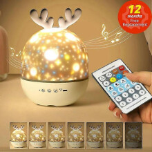(Music Speaker) Starry Sky Projector Night Light With Bt Speaker Remote Controller Rechargeable Rotate Led Lamp Colorful Star Kids Baby Gift