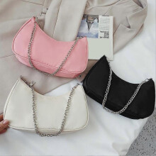 (Black)Solid Color Shoulder Purse Women Underarm Bag Ladies Fashion Top-handle Clutches Black Beige White Pink Handbag Pouch