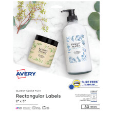 Avery Etichette rettangolari vuote stampabili 2"" x 3"""" Lucide Crystal Clear 80 etichette personalizzabili (22822)