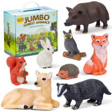 Learning Minds Jumbo Skovdyr 8-pak - Store, solide skovdyrfigurer til fantasifuld leg (fra 18 måneder og opefter)