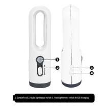 (As show, One size) LED Motion Sensor Night Light 2-In-1 Portable Flashlight with Dusk to Dawn Sensor for Bedroom Bathroom Reading Camping