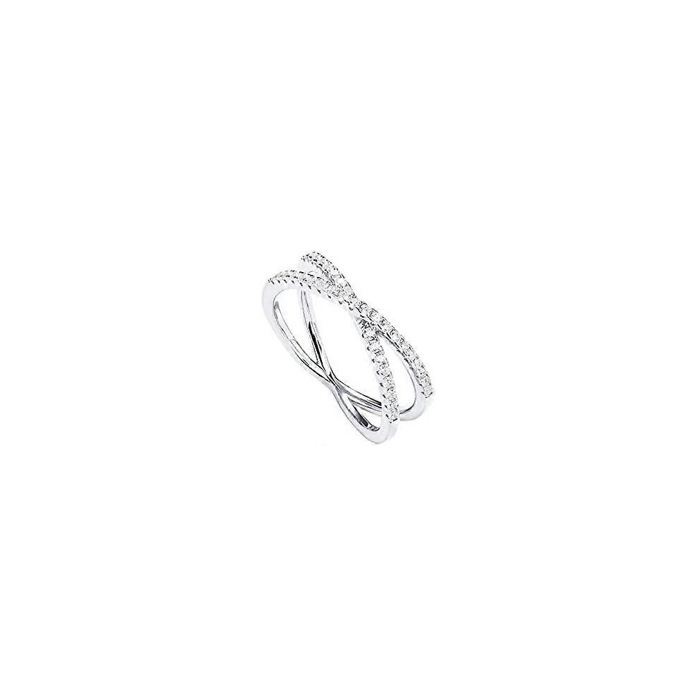 Kikidex (As Show, One Size) 14K Plated X Ring Simulated Diamond Cz Criss Cross Ring For Women Gold