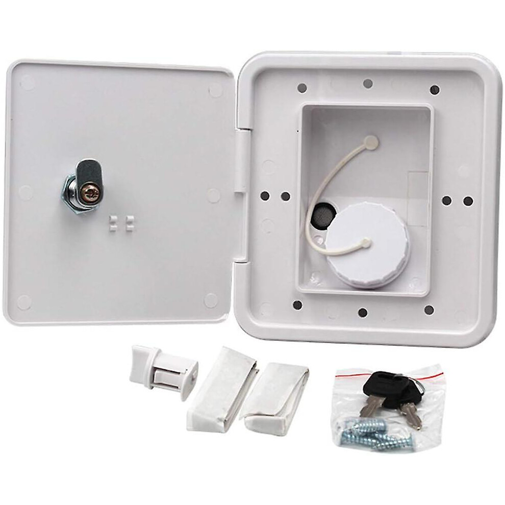 Kikidex (As Show, One Size) Rv Water Inlet, Square Water Intake Hatch With Keys, Universal Plastic Water Tank For Motorhome, Trailer
