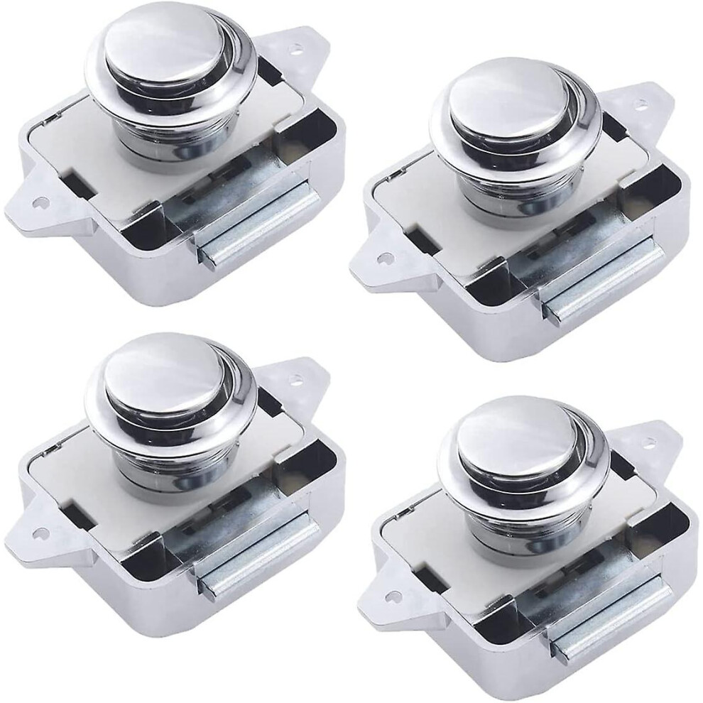 Kikidex (As Show, One Size) Pack Of 4 Push Button Latches For Drawer, Cabinet, Door, Cupboard, Rv, Caravan