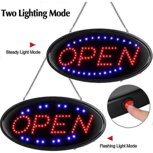 (As show, One size) Led Open Sign With Remote, Super Bright Motorized Illuminated Business Sign, Timer Function, 2 Light 1
