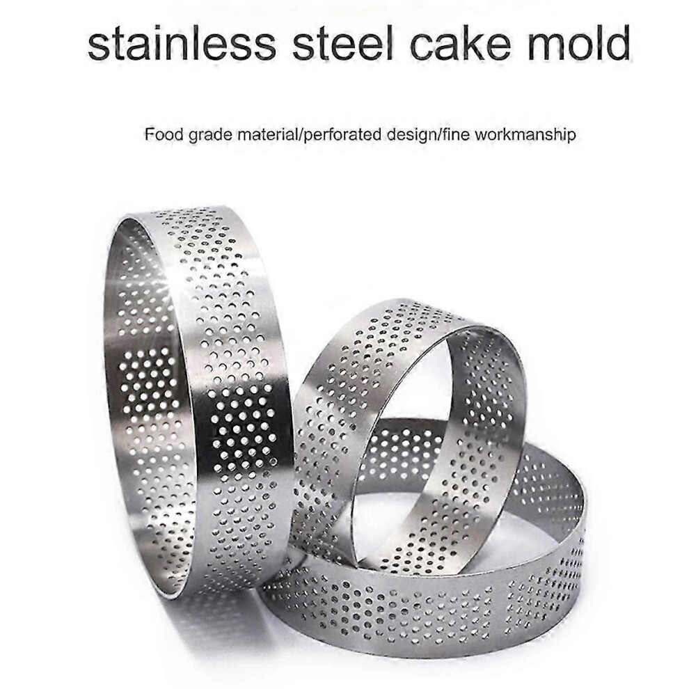 Kikidex (As Show, One Size) Stainless Steel Tart Mold Ring Tartlet Cake Mousse Molds Cookies Pastry Circle Cutter Pie Perforate