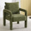 Living And Home Green Chenille Upholstered Accent Chair with Lumbar Pillow 1