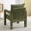 Living And Home Green Chenille Upholstered Accent Chair with Lumbar Pillow 3