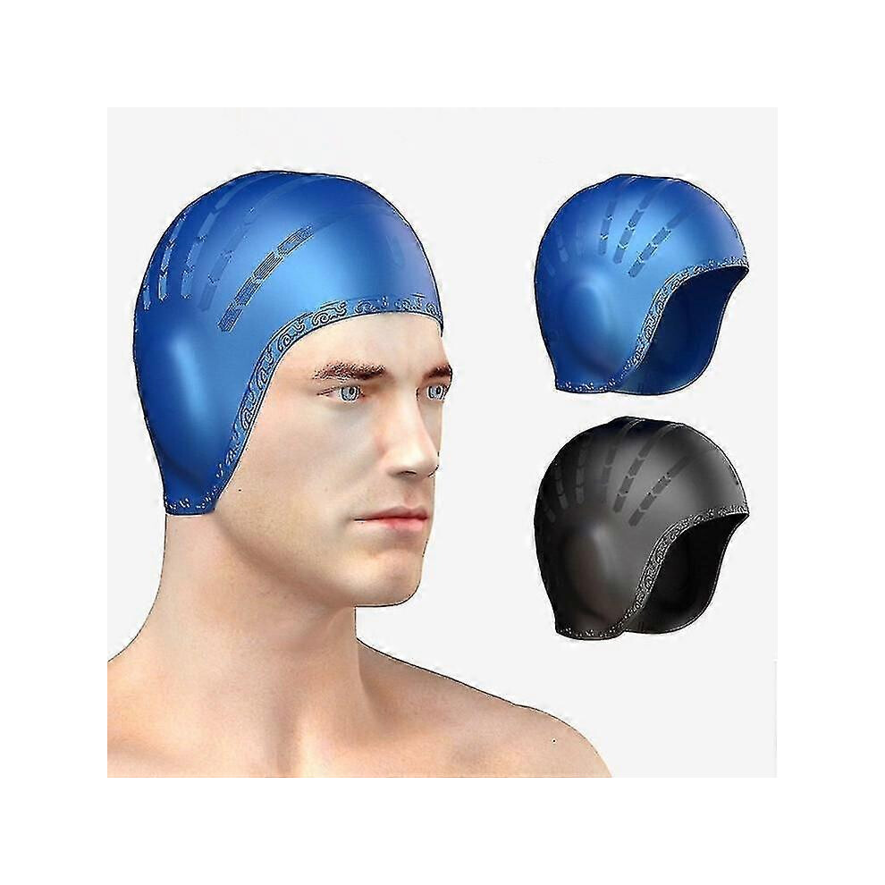 Kikidex (As Show, Orange Red) Sports Waterproof Swim Pool Cap Flexible Silicone Gel Ear Bathing Swim Orange,Red