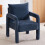 Living And Home Blue Chenille Upholstered Accent Chair with Lumbar Pillow 1
