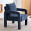 Living And Home Blue Chenille Upholstered Accent Chair with Lumbar Pillow 2