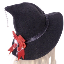 Punk Witch Cap Bowknot Tassels Wizard Hat Halloween-Black