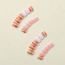 Short Square False Nail Full Cover Stick on Nails Christmas