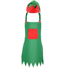 Christmas Hat Elf Apron Chef Costume Set-Clown hat and skirt