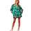 Women's Silk Satins Pajama Set Long Sleeve Button Down-Green M 1
