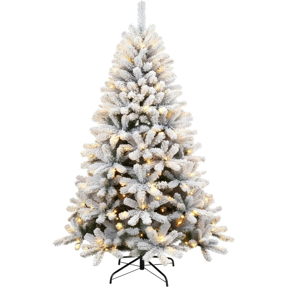 Shatchi 5Ft Prelit Christmas Tree Artificial Snowy Yukon Pine Xmas Decor Green