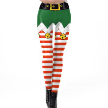 Women Ugly Christmas Fake Elf Shorts Print Leggings Funny-059 M