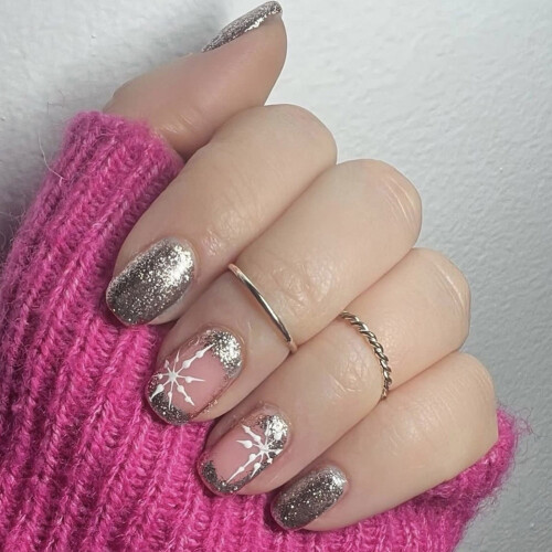Short Square False Nail Full Cover Stick on Nails Christmas