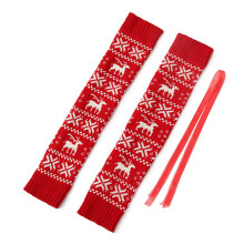 Women's Christmas Knitted Thigh High Leg Warmers Footless-Red
