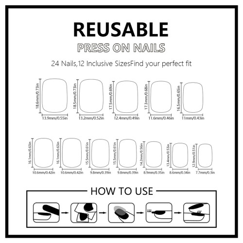 Short Square False Nail Full Cover Stick on Nails Christmas 2