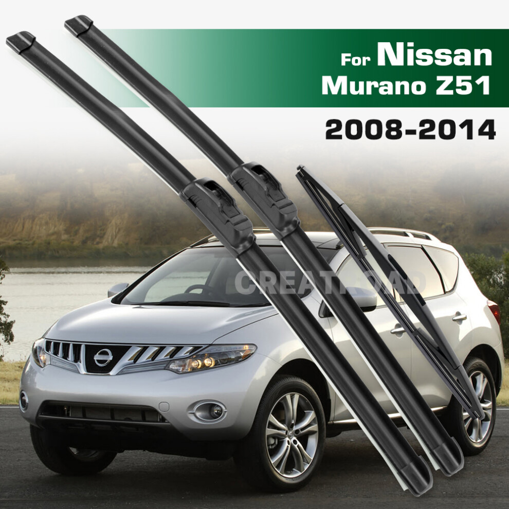 (3Pcs) Wiper Lhd&Rhd Front & Rear Wiper Blades Set For Nissan Murano Mk2 Z51 2008 - 2014 Windshield Windscreen Window 6935159269722