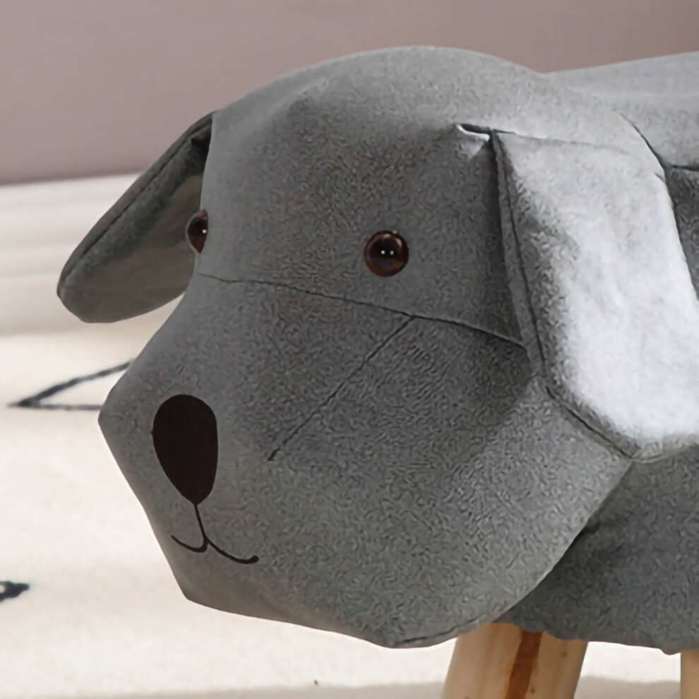Children's Wooden Low Stool Cute Cartoon Small Dog Shape Grey Blue 860g-image-OPC-PMK9HK9-NEW