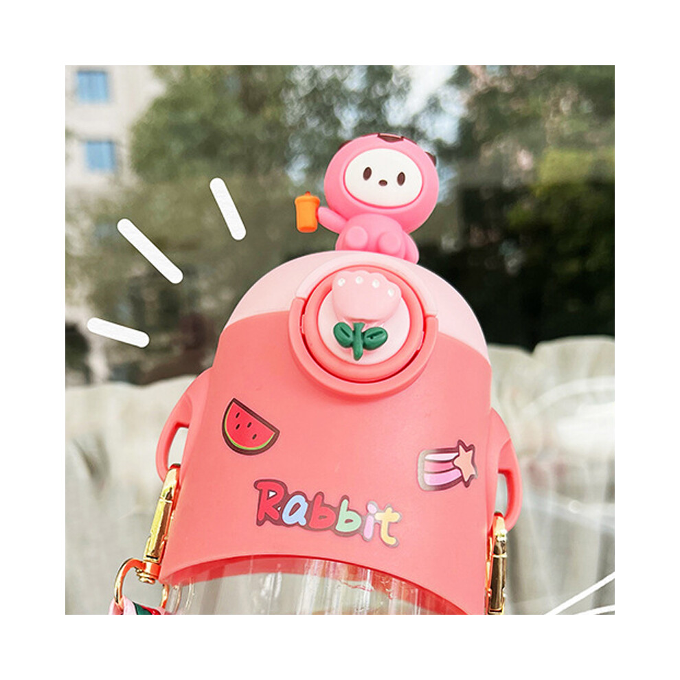 600Ml Straw Cup With Pc, Pp & Silicone Portable Design Pink