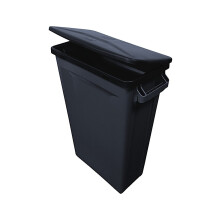 87 Litre Slim Bin, Black Base & Black Hinged Lid