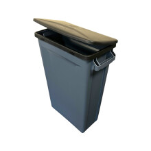 60 Litre Slim Bin, Grey Base & Black Hinged Lid