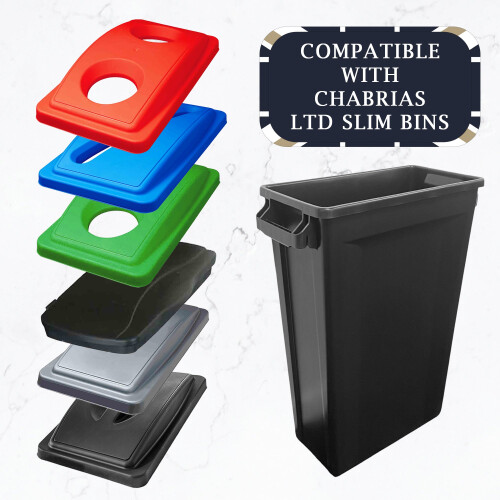 60 Litre Slim Bin, Grey Base & Black Hinged Lid 2