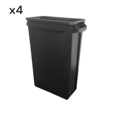 87 Litre Slim Bin, Recycling Container, Black (x4)