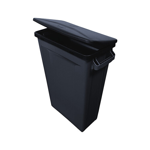 87 Litre Slim Bin, Black Base & Black Hinged Lid 1