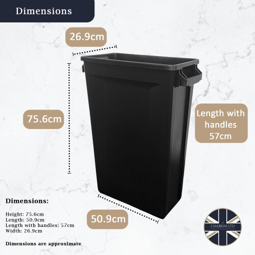 87 Litre Slim Bin, Recycling Container, Black (x4) 2