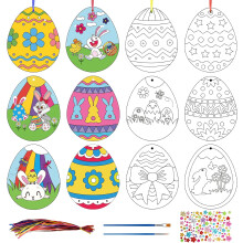 Zestaw 48 Papierowych Pisanek Wielkanocnych do Malowania z Ozdobami DIY