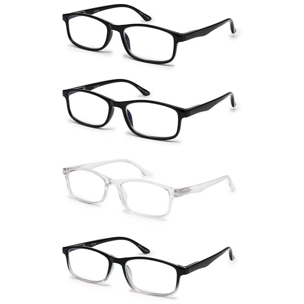 Vecien Blue/Light Blocking Reading Glasses - 4 Pack Of +2.0 Magnification Computer Readers With Spring Hinges For Men And Women