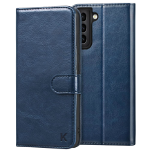 Étui de Protection à Rabat pour Samsung Galaxy S21 Cuir Portefeuille Marine