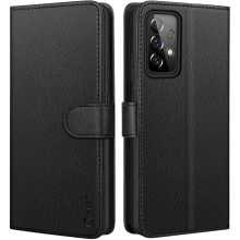 Protective Wallet Case for Samsung A72 - Black Leather Flip Cover with Card Holder, Kickstand & Magnetic Closure for Galaxy A72