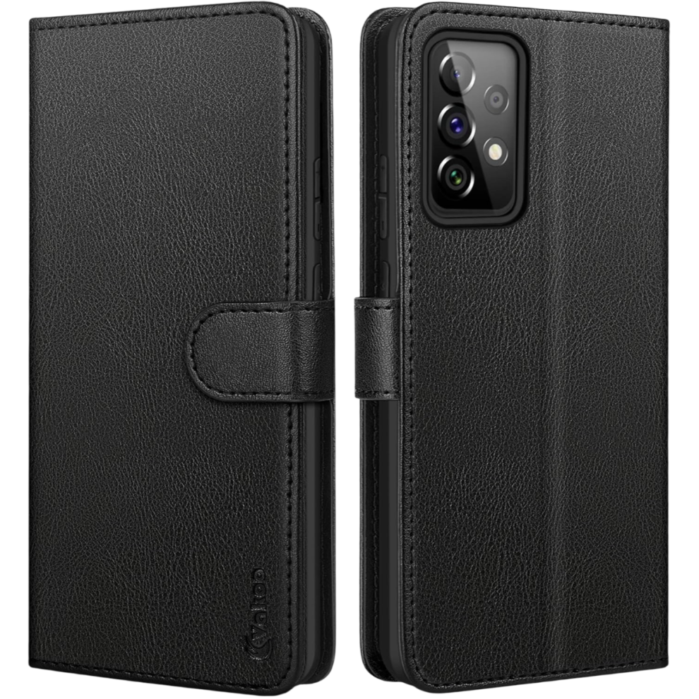 Protective Wallet Case for Samsung A72 - Black Leather Flip Cover with Card Holder, Kickstand & Magnetic Closure for Galaxy A72
